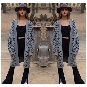 GREY Leopard Cardigan Sweater